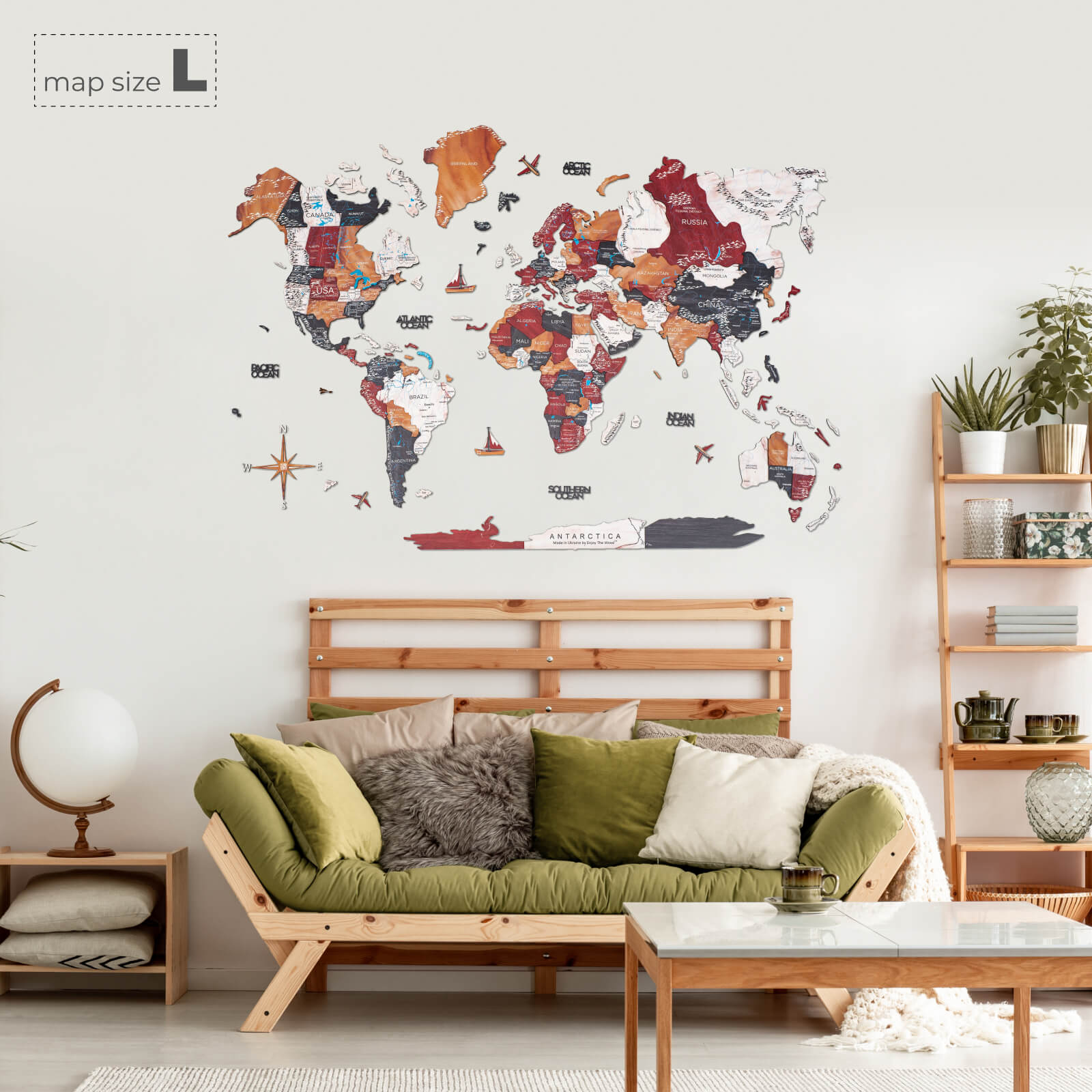 3D Wooden World Map Onyx - SJB-DIAMOND ELITES