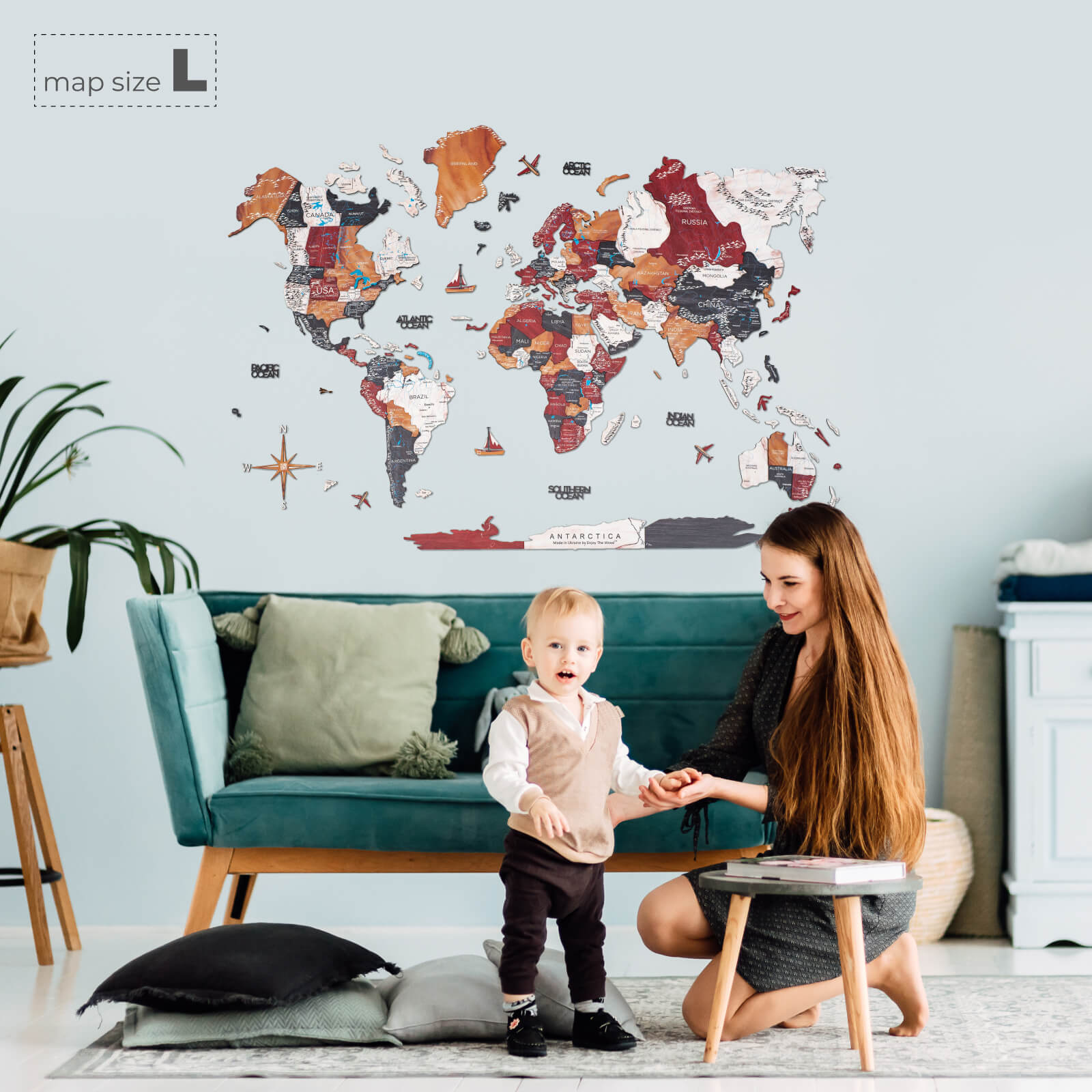 3D Wooden World Map Onyx - SJB-DIAMOND ELITES