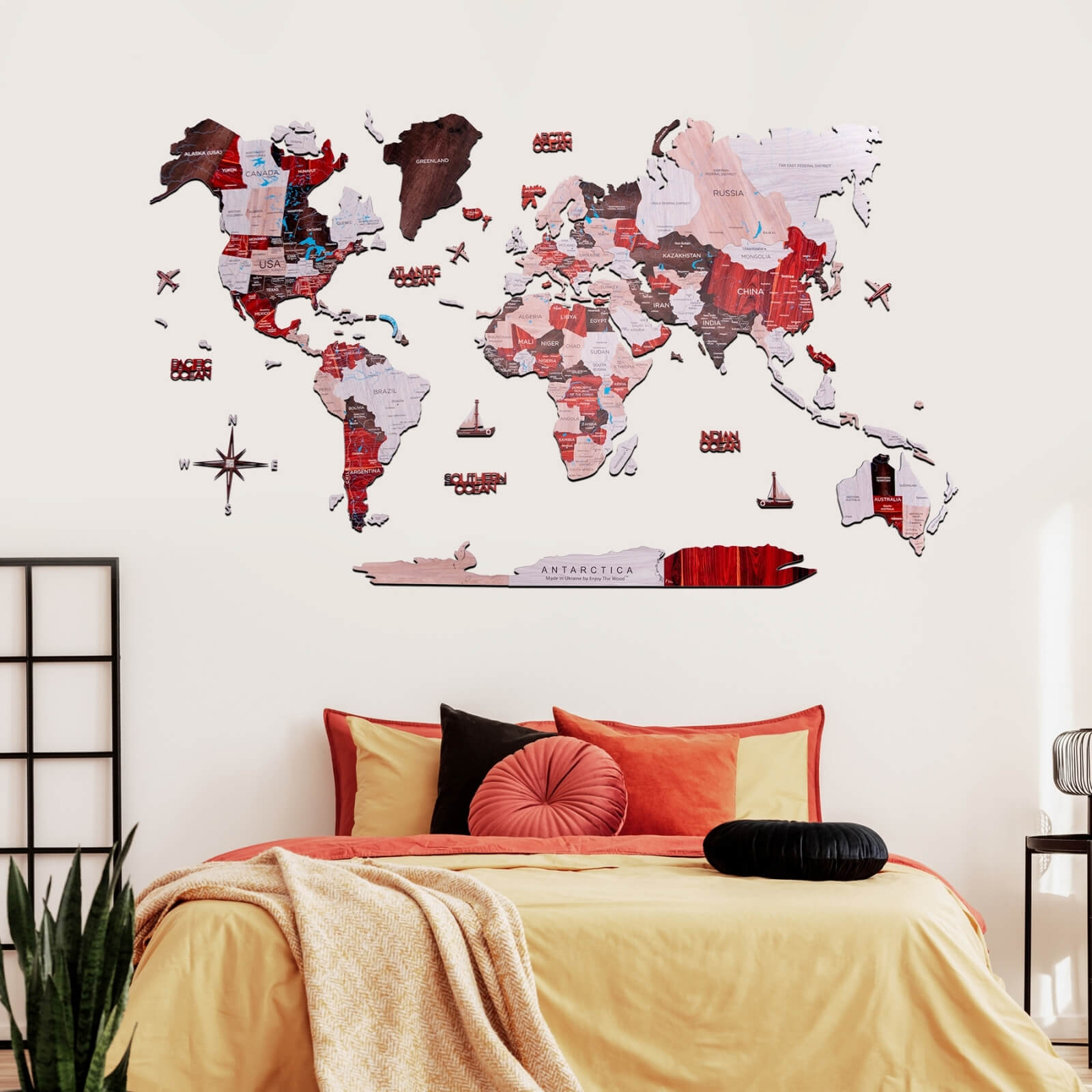 3D Wooden World Map Urban Enjoy The Wood