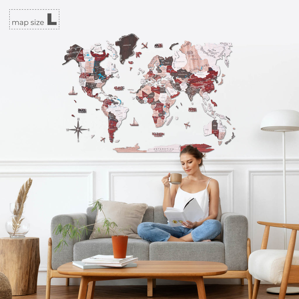 3D Wooden World Map Urban Enjoy The Wood