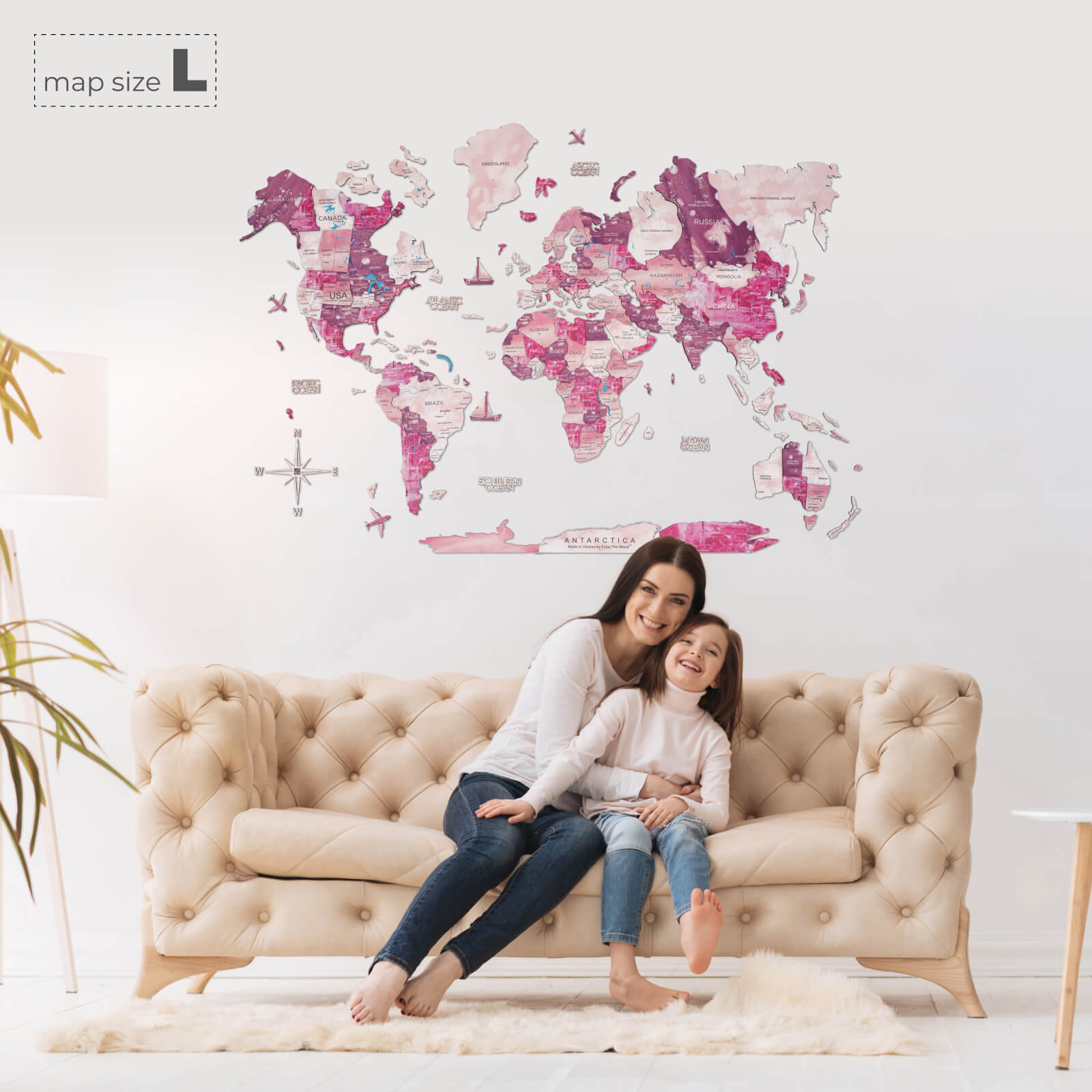 3D Wooden World Map Dream Enjoy The Wood