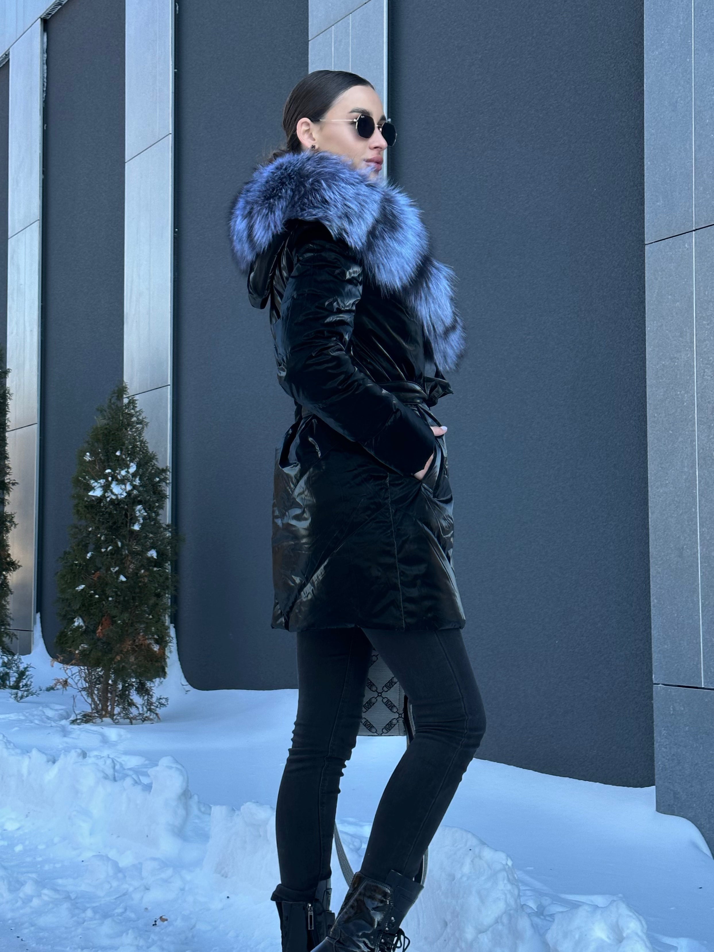 Genuine Silver Fox Fur Down Fill Coat - SJB-DIAMOND ELITES
