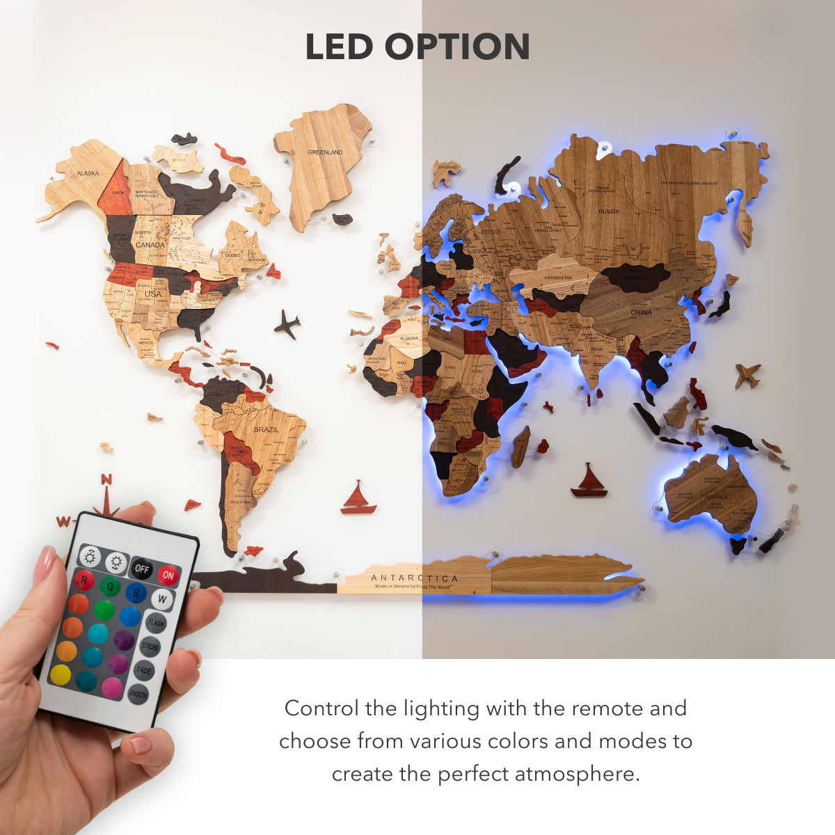 3D Solid Wooden World Map Enjoy The Wood