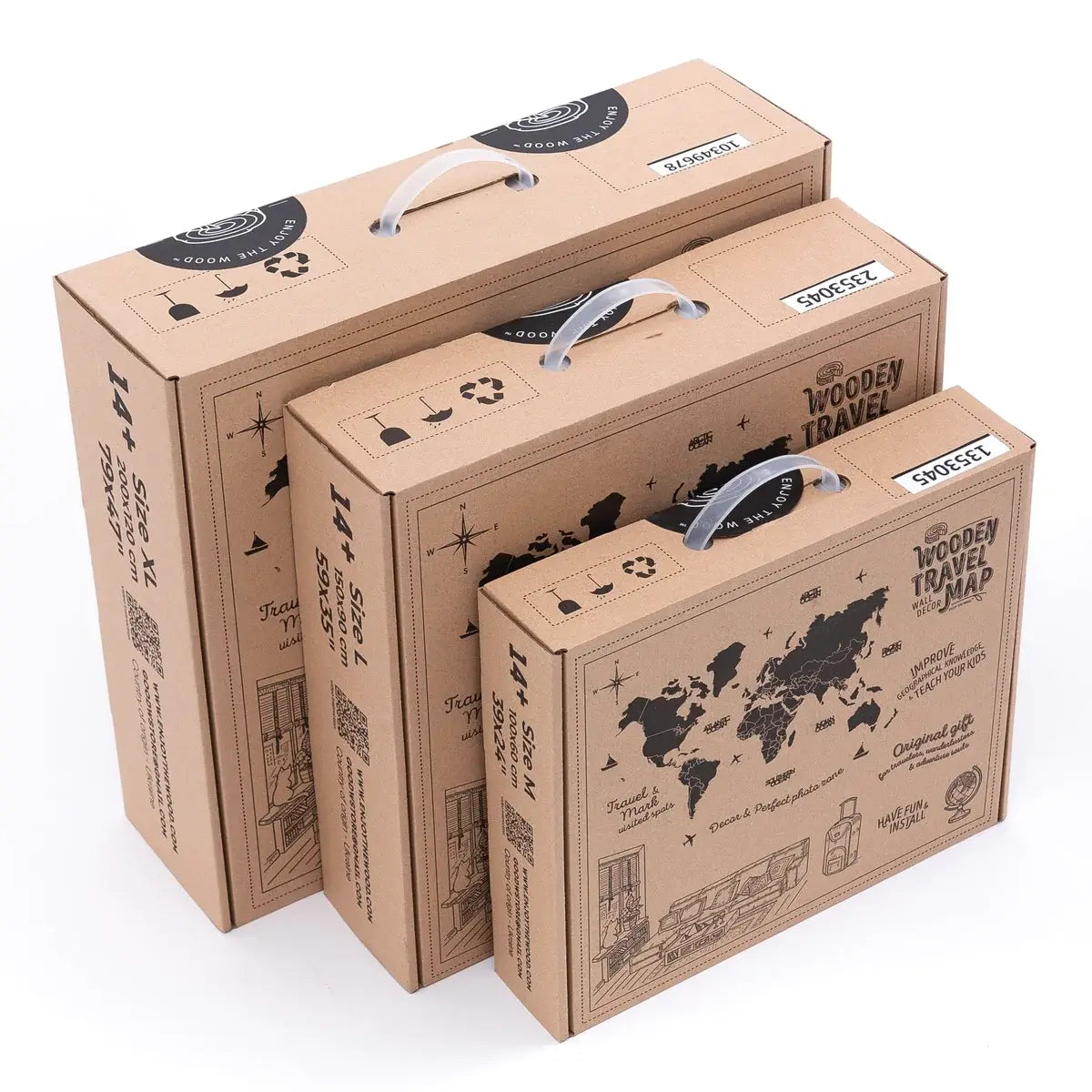 3D LED / LUMINOUS Wooden World Map 3.0 Cappuccino - SJB-DIAMOND ELITES