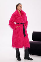 Faux Ostrich Effect Fur Coat - SJB-DIAMOND ELITES