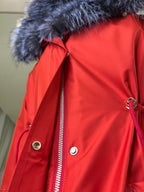 Roma Genuine Silver Fox Fur Rabbit Fur Insulated Parka in Red Alaska® Outerwear Company