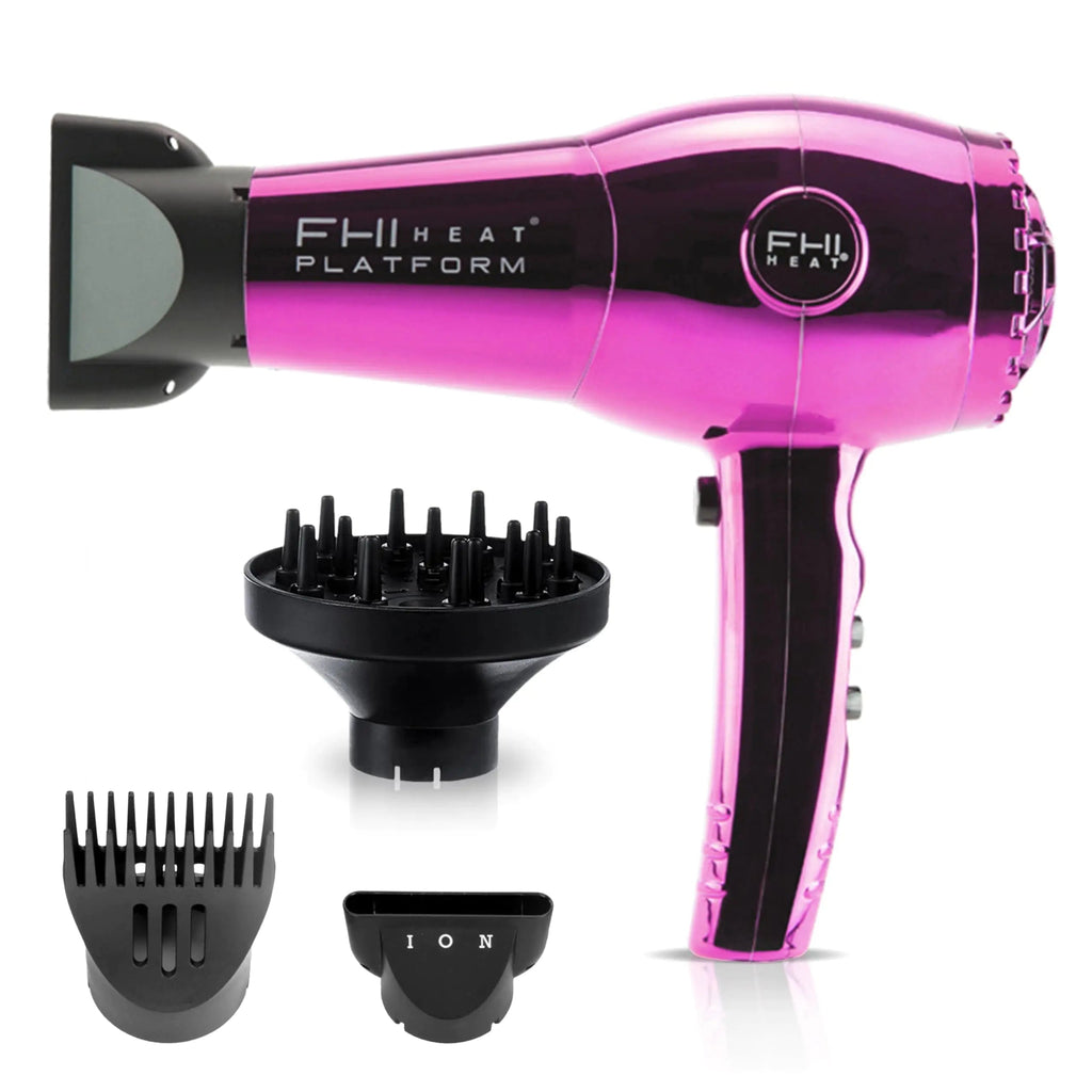 FHI Heat Platform Nano Lite Pro 1900 Blow Dryer Turbo Tourmaline Ceramic Hair Dryer — Lightweight Fast Quiet Dryer for Frizz-Free Smooth Hair — Hair Dryer with Diffuser Nozzle Comb (Pink Chrome) Lootquake LLC