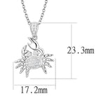 3W1377 - Rhodium 925 Sterling Silver Chain Pendant with AAA Grade CZ