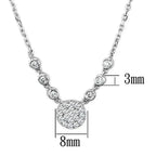 3W417 - Rhodium Brass Necklace with AAA Grade CZ  in Clear