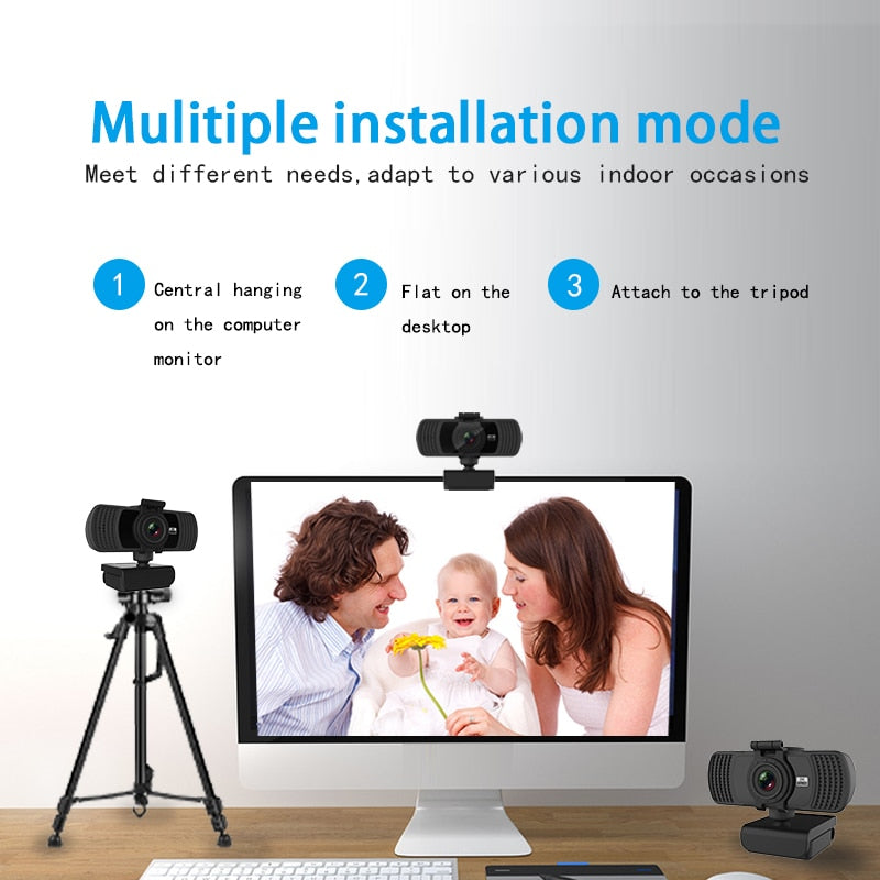 Webcam Real 1080P 200W Pixels Full Hd 110° Wide Angle Camera with Microphone Tripod for Video Widescreen Pro Streaming Webcam for Recording Calling Conferencing And Gaming Stevvex
