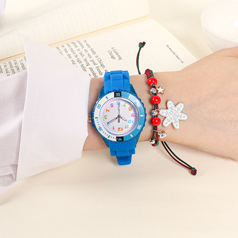 Kids Quartz Watches 50M Waterproof Analog Wristwatches Jelly Clock Students Watch Children PU Band Watch Childrens Analog Wrist Watch With Protective Design Simple Watch For Girls And Boys Stevvex