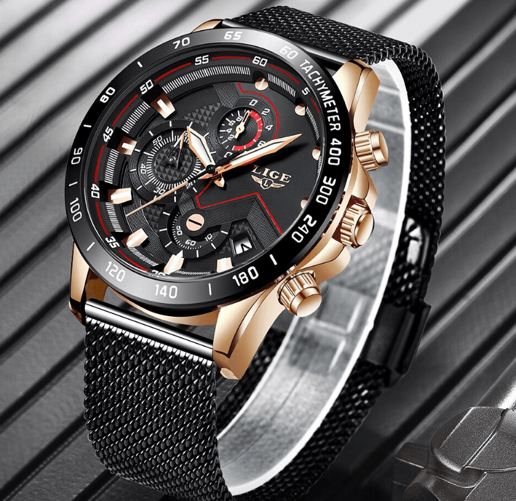 Men's Sports Waterproof Watch With  Stainless Steel Bracelet Unique Design Perfect Gift For Your Man Stevvex