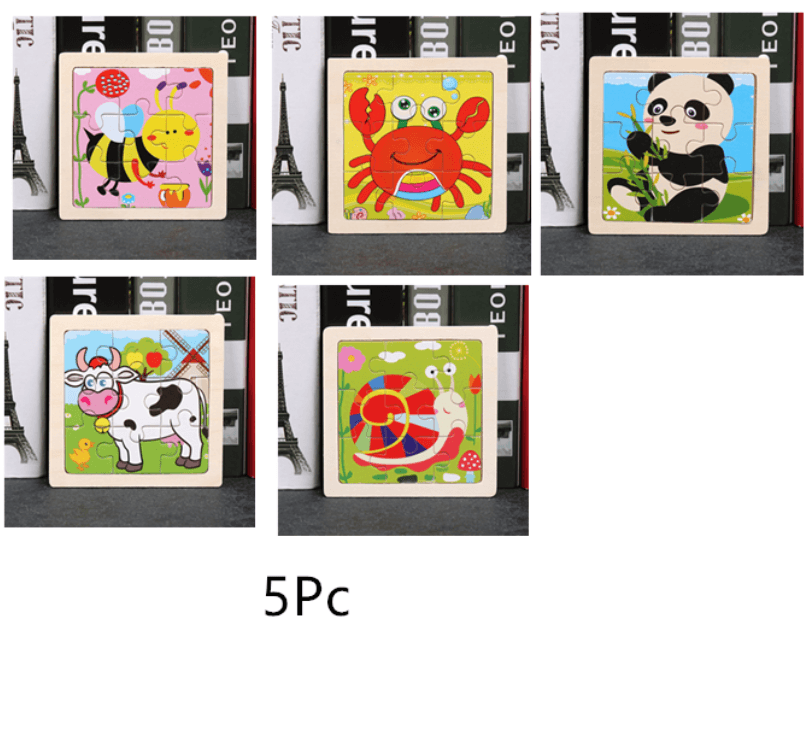 10pcs Of Wood Puzzle Baby Young Children Early Lessons Learned Intelligence Cartoon Animal Puzzle Wooden Toys Education Puzzles - SJB-DIAMOND ELITES