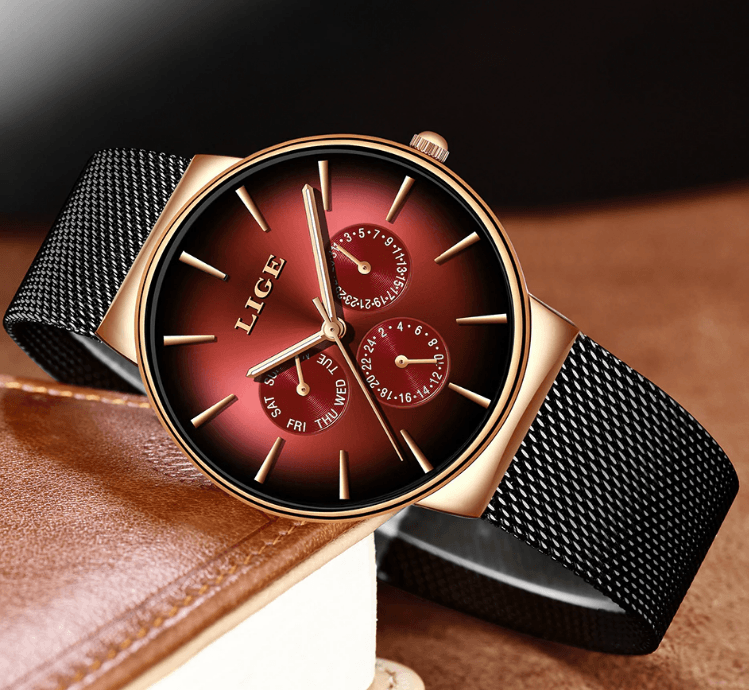 Men's Elegant Watch With  Stainless Steel Straps And Chronometers For Day And Date Display Unique Design Perfect Gift For Man And Women Stevvex