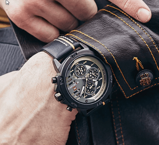 Men's  Sports Waterproof Watch With Chronometers And Leather Belt Multifunction Wristwatch Unique Design Perfect Gift - SJB-DIAMOND ELITES