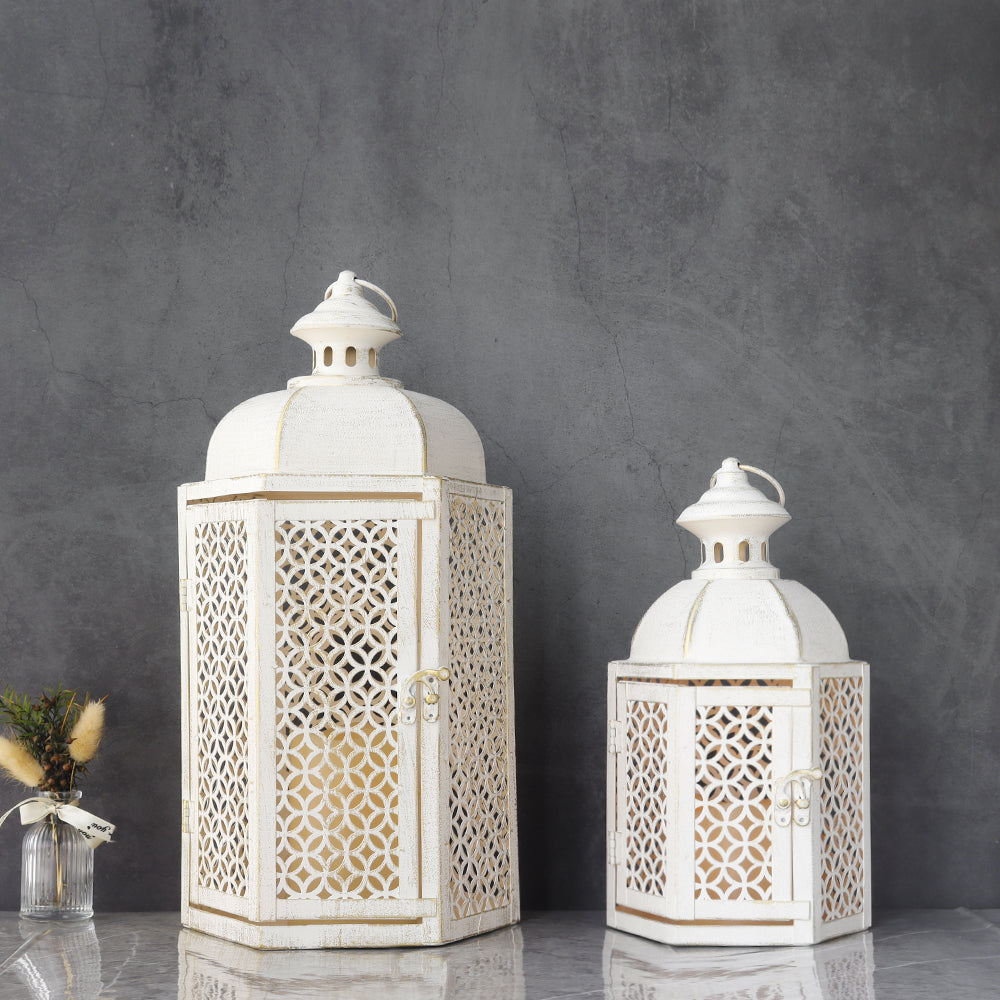 15"&11''H Outdoor Candle Lanterns Rustic Decorative Lanterns Lootquake LLC