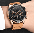 Men's Waterproof Watch With Chronometers Date Display Gold Detail Excellent Background Perfect Gift Stevvex