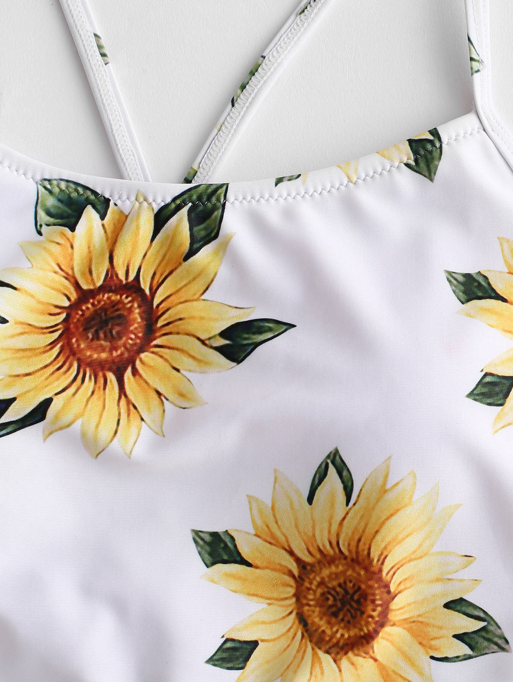 High Waist Bikini Sunflower Swimsuit Women Bikini Floral Swimsuit Floral Crop Tie Knot Front High Waist Bikini Set Two Piece Swimsuit For Women  Summer High Waisted Bathing Suit Stevvex