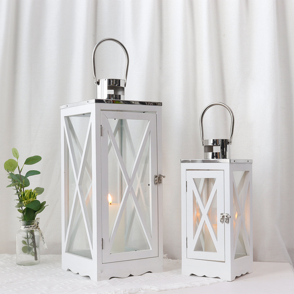 17.5''&24.5'' H Metal Decorative Candle Holders Rustic Hanging Lantern(Set of 2) Lootquake LLC