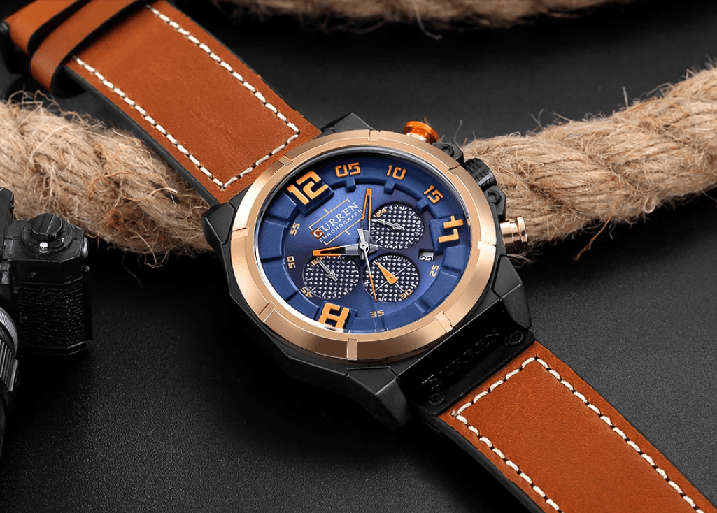 Men's Sport Waterproof Watch With Chronometers Large Numbers And Fluorescent Hands Perfect Gift For Your Man Stevvex