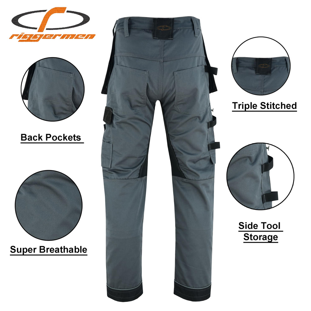 Riggermen Mens Work Pants Lightweight Cargo Tactical Trouser with Holster Pockets Relaxed Fit Safety Pants for Construction MRX Products