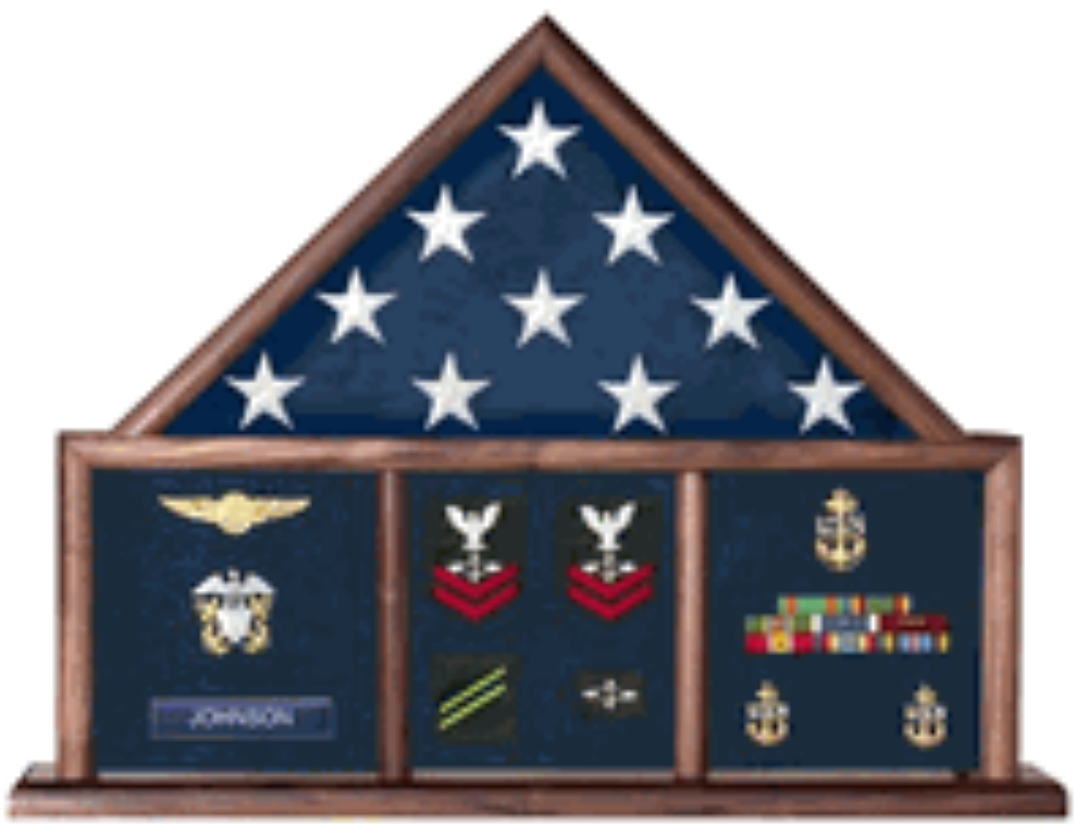 Flag and Medal Display Case, Shadow Box, Combination Flag/Medal for 5X9.5 flag The Military Gift Store