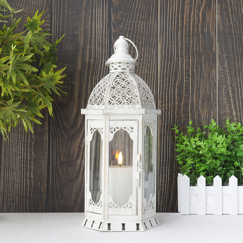 15''H Outdoor Candle Lanterns Vintage Metal Candle Holder Lootquake LLC