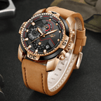 Men's Elegant Waterproof  Watch With Leather Straps   Business Style Watches Unique Design Perfect Gift For Your Man Stevvex