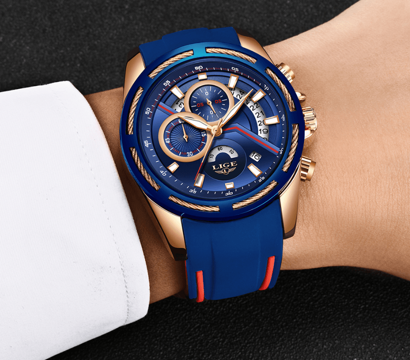 Men's Waterproof Modern Watch With Rubber Straps Multifunction Watches Unique Design Perfect Gift Stevvex