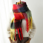 New Luxury Winter Soft Head Wraps Plaid Scarf Shawls Cashmere  Warm Cashmere Scarves Rainbow For Women Stevvex