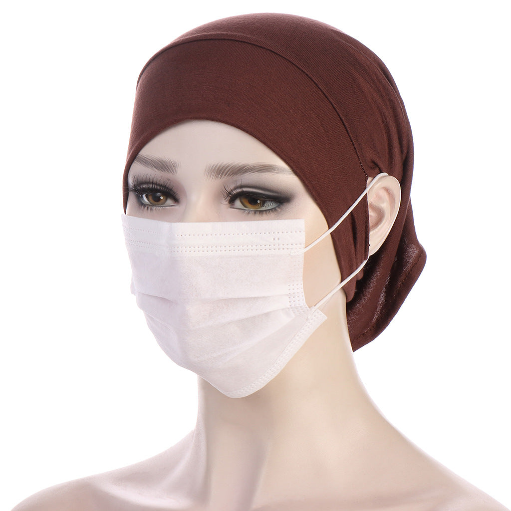 NEW Soft Cotton Hijab Breathable Turban Tie Under Scarf Elegant Ear Hole Stretch Inner Hijabs Lightweight Turban Round Front Under Hijab Caps Female Turban Bonnet Stevvex