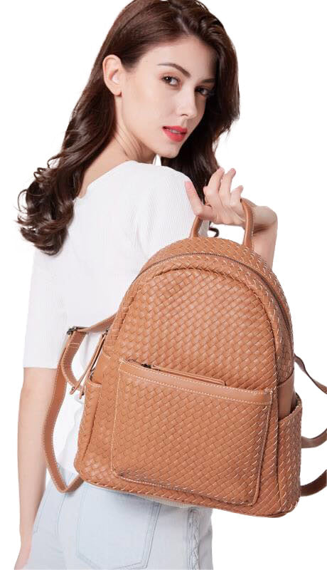 Woven backpack purse for women beige 2068 BR - SJB-DIAMOND ELITES