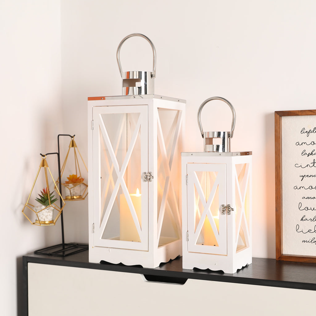 17.5''&24.5'' H Metal Decorative Candle Holders Rustic Hanging Lantern(Set of 2) Lootquake LLC