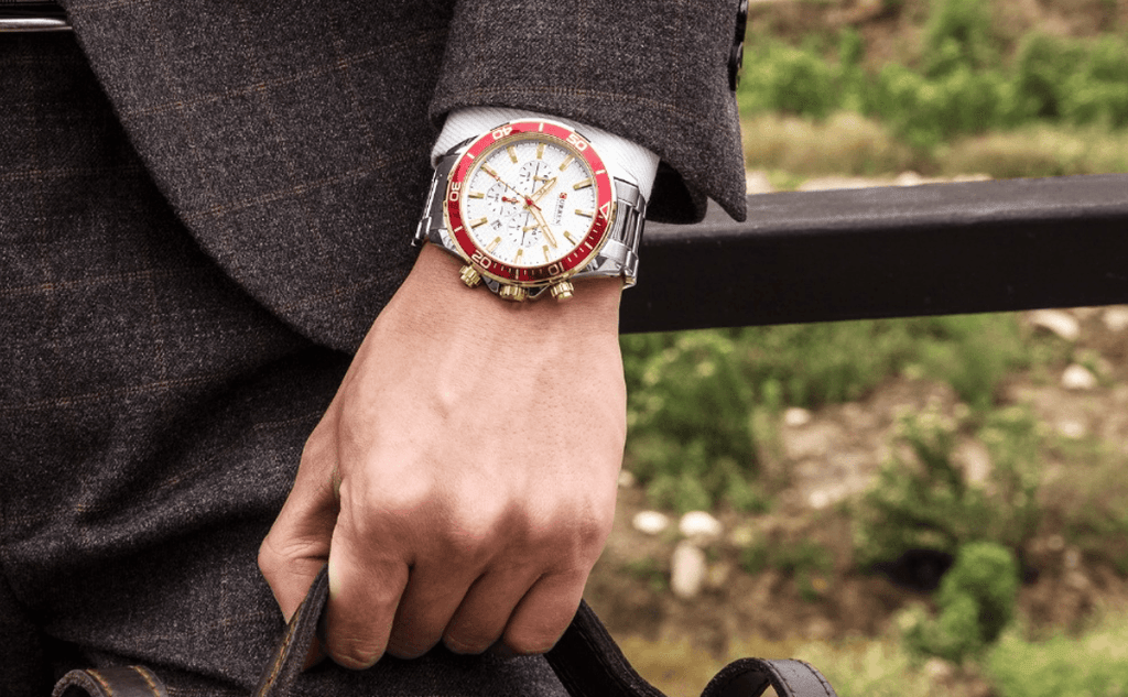 Men's Waterproof Watch With Chronometers, Date Display Excellent Background Unique Design Perfect Gift Stevvex
