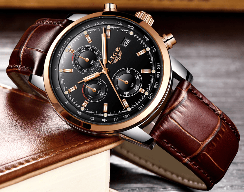 Men's  Waterproof Watch With Chronometers Date Display And Fluorescent Pointers Excellent Look Perfect Gift Stevvex