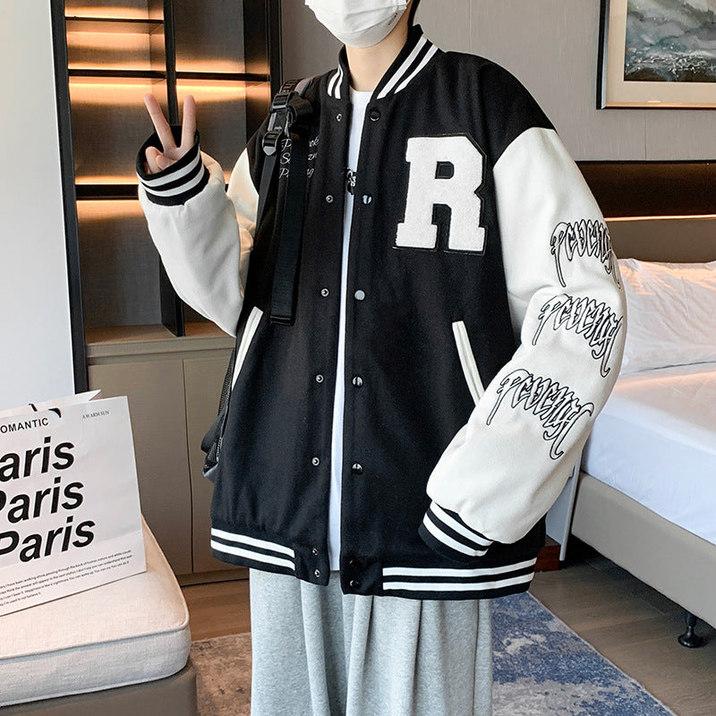New Elegance Spring Autumn Coat Baseball Bomber Jacket Loose Letter R Men Women Couples Tops Plus Size Jackets Streetwear Stevvex