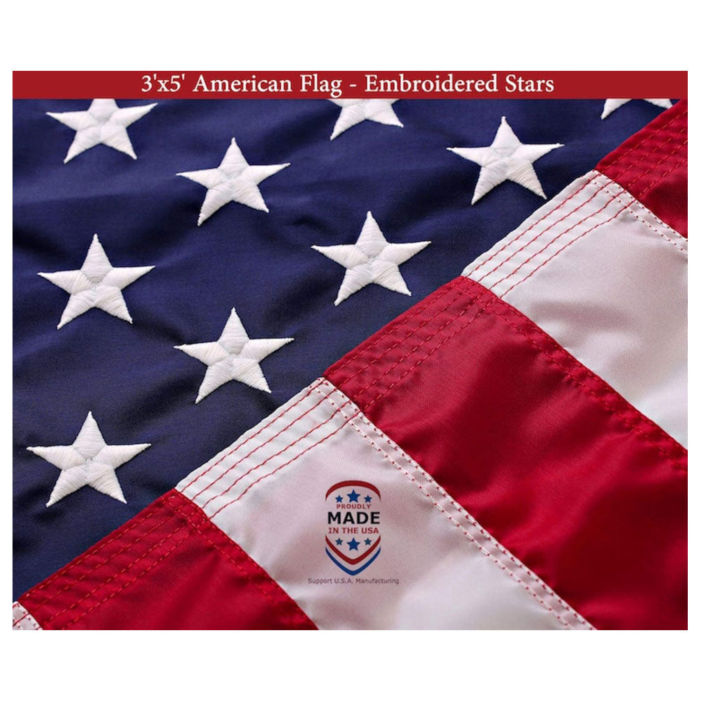 American Flag | American Flags for Outside 3'x5' |100% Made in USA Flag - Premium US Flag 3X5 Heavy Duty Outdoor with Embroidered Stars and Sewn Stripes. The Military Gift Store