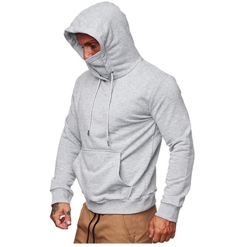 Men's Solid Color Plus Fleece Hoodie Sweatshirt Pi-Mart