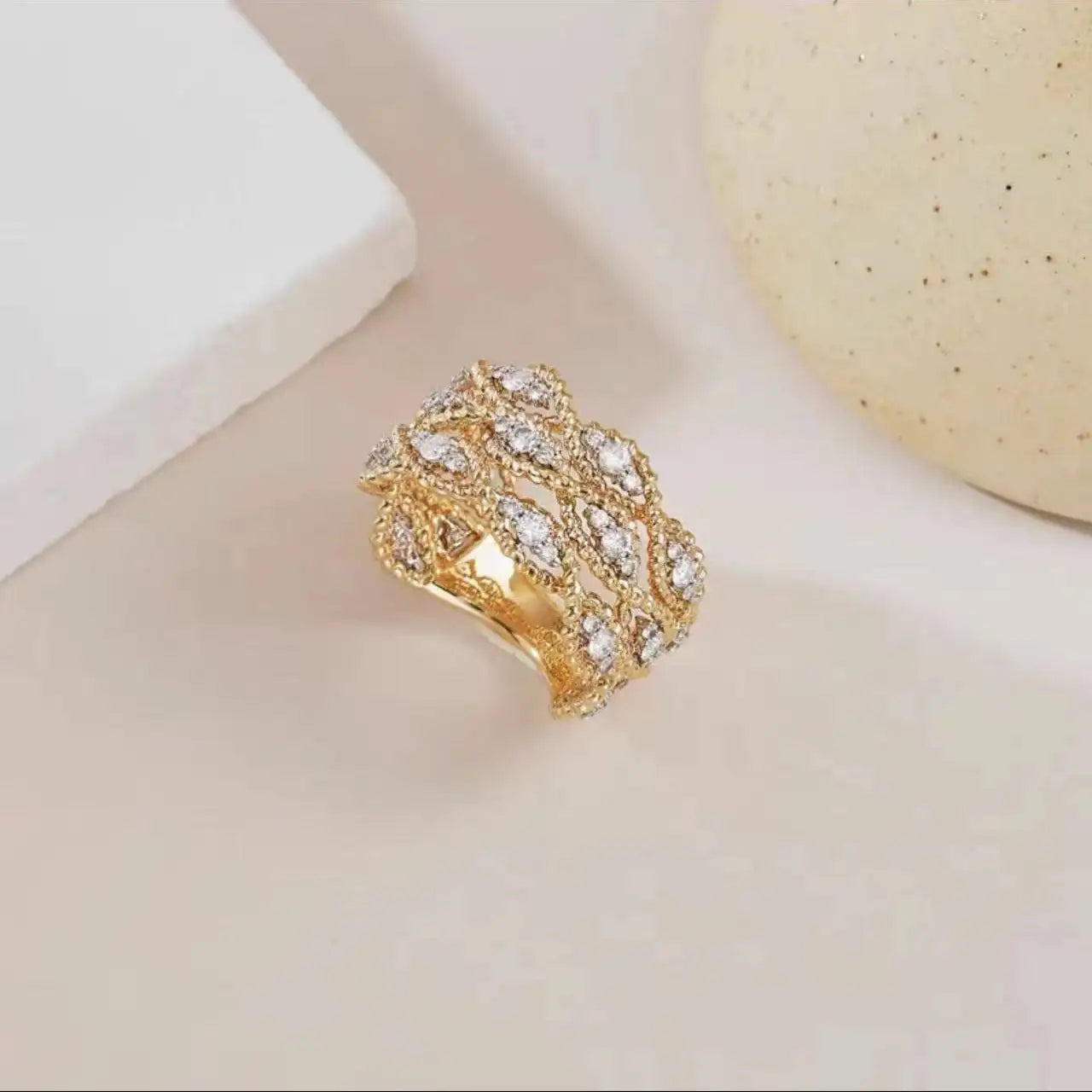 Carved Gold Vintage Court Style Hollow Pattern Ring Lootquake LLC