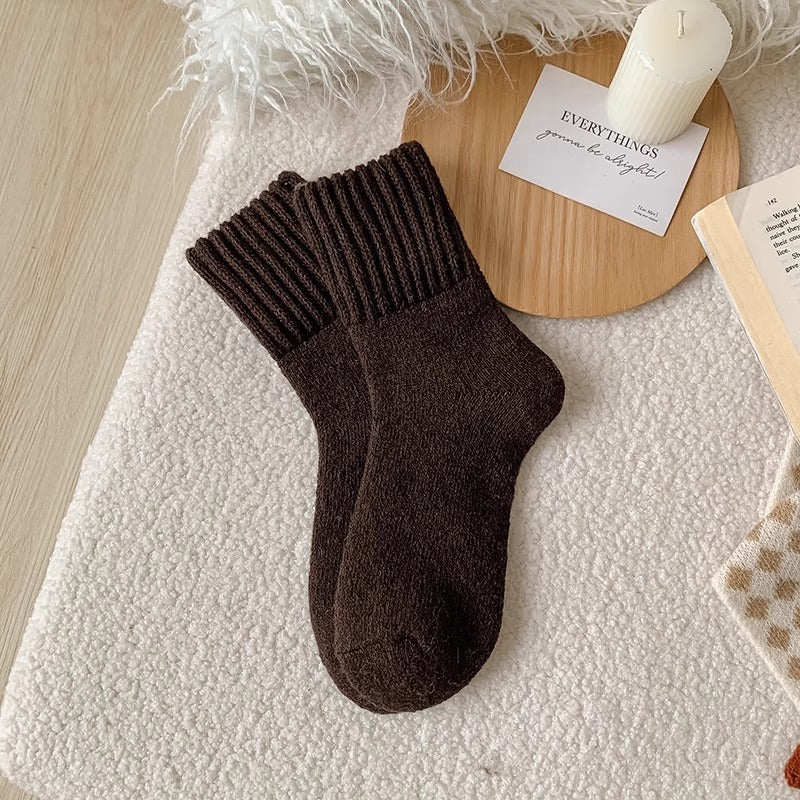 Ins Knitted Socks Winter Warm Thickened Solid Loop Socks High Ribbed Sweat-absorbent Floor Sock Pi-Mart