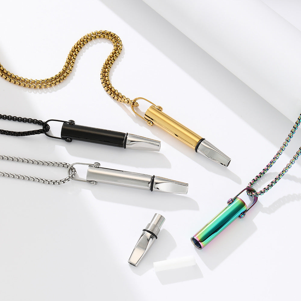 Breathing Resistance Whistle Necklace Round Tube Built-in Cotton Core Pi-Mart