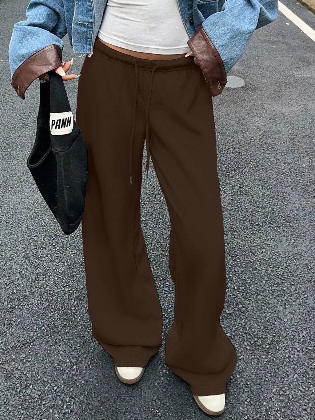 Wide Leg Drawstring Sweatpants THRIXINE