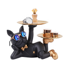 Resin Bulldog Desktop Storage Statue Animal Sculpture Dining Table Decor Multi Functional Office Home Decoration Tray Decor Pi-Mart