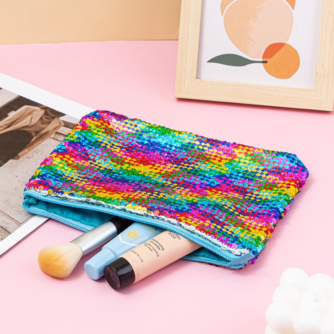 Mermaid sequined pencil case, two-color stationery storage bag, portable cosmetics change purse, small purse - SJB-DIAMOND ELITES