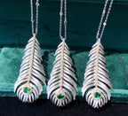 Light Luxury 925 Silver Brushed Feather Pendant Necklace