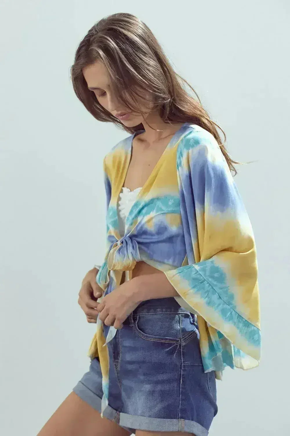 Bell-Sleeve Tie-Dye Crop Top – Flowy Sleeves & Stylish Design - SJB-DIAMOND ELITES