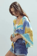 Bell-Sleeve Tie-Dye Crop Top – Flowy Sleeves & Stylish Design - SJB-DIAMOND ELITES