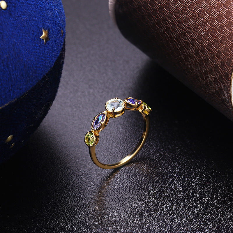 Sky Blue Topa Geometric Ring