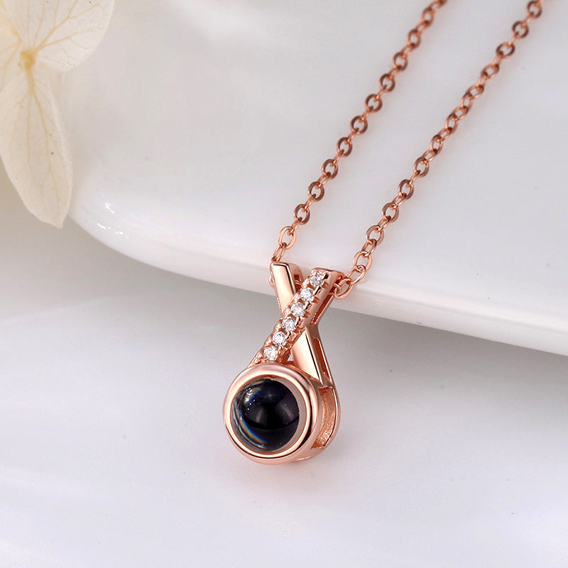 Men's And Women's Fashion Minimalist Clavicle Chain Projection Stone Pi-Mart