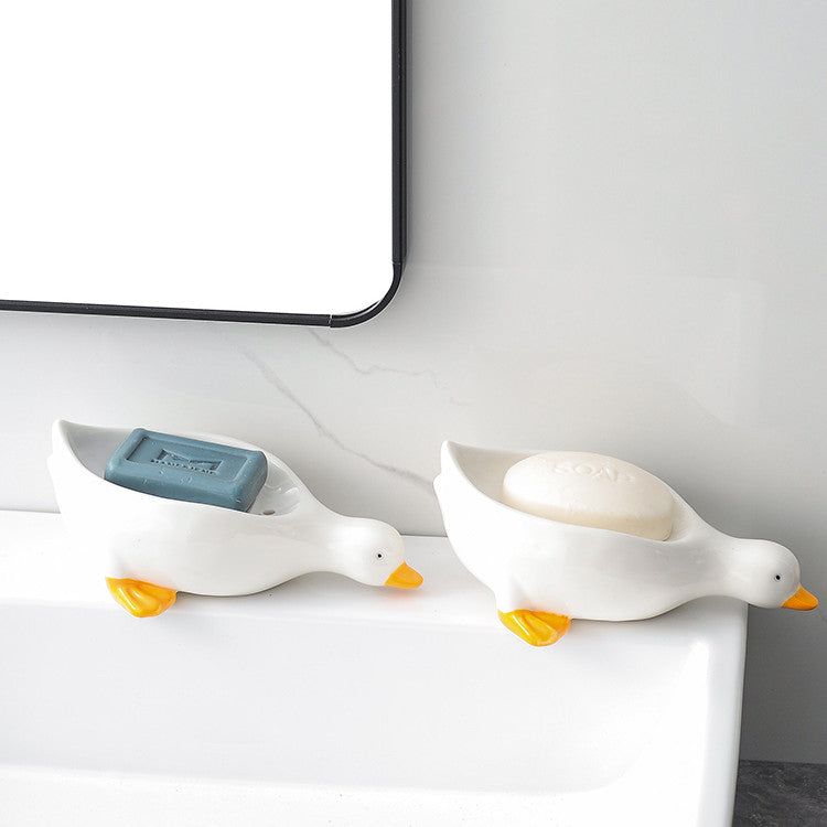 Cartoon Creative Cute Duck-shaped Ceramic Soap Box Pi-Mart